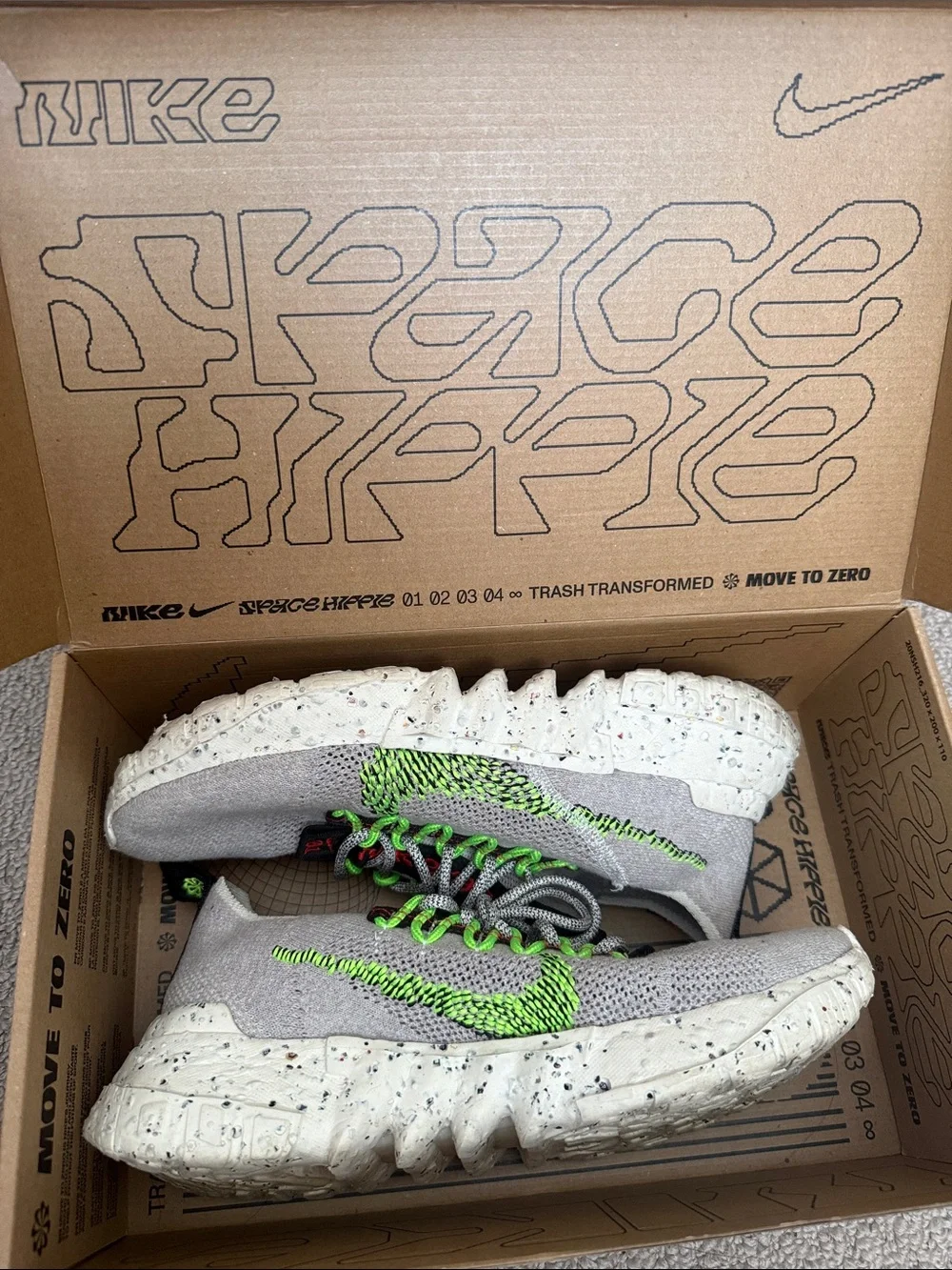 Nike Space Hippie 01 Vast Grey/Electric Green-Black - Men’s Size: 8